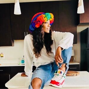 Colorful Rainbow Handmade Ruffle Hat